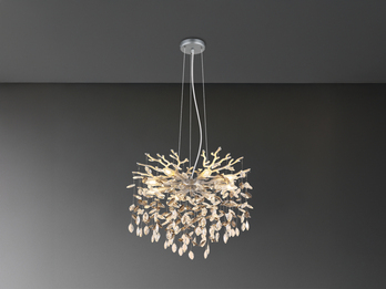 LED Kronleuchter Silber 8-flammig mit Glas Kristall 2-farbig Ø 60cm