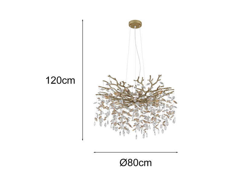 LED Kronleuchter Gold 10-flammig mit Glas Kristall 2-farbig Ø 80cm