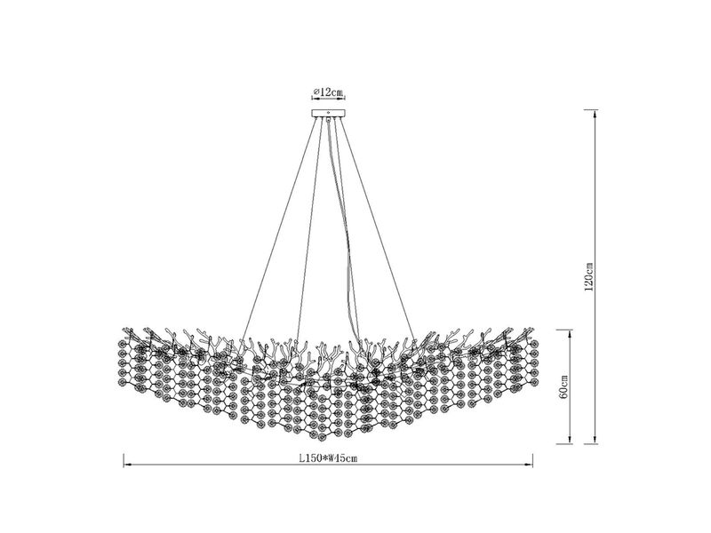 XXL LED Kronleuchter Silber 16-flammig mit Glas Kristall 2-farbig, Breite 150cm