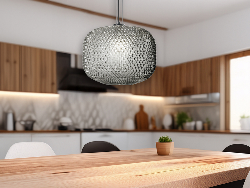 LED Pendelleuchte einflammig Kristall Glasschirm Rauchglas, Ø 40cm