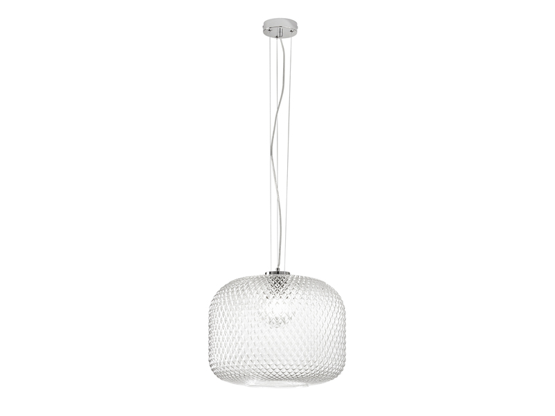 LED Pendelleuchte einflammig Kristall Glasschirm Klarglas, Ø 40cm