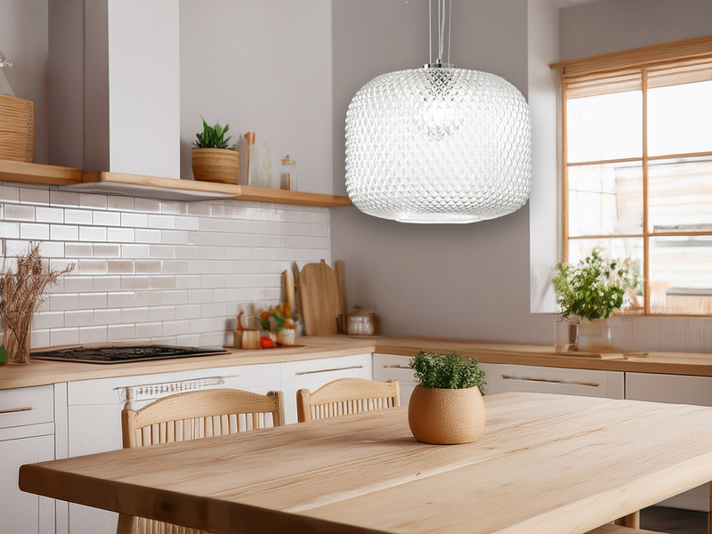 LED Pendelleuchte einflammig Kristall Glasschirm Klarglas, Ø 40cm