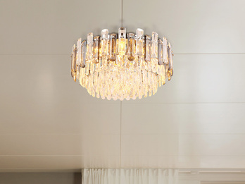 LED Deckenleuchte mit Acryl Kristallen und Rauchglas Stäben, Ø 39cm