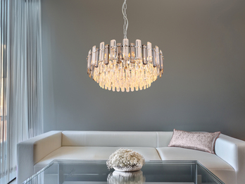 LED Kronleuchter mit Acryl Kristallen und Rauchglas Stäben, Ø 59cm