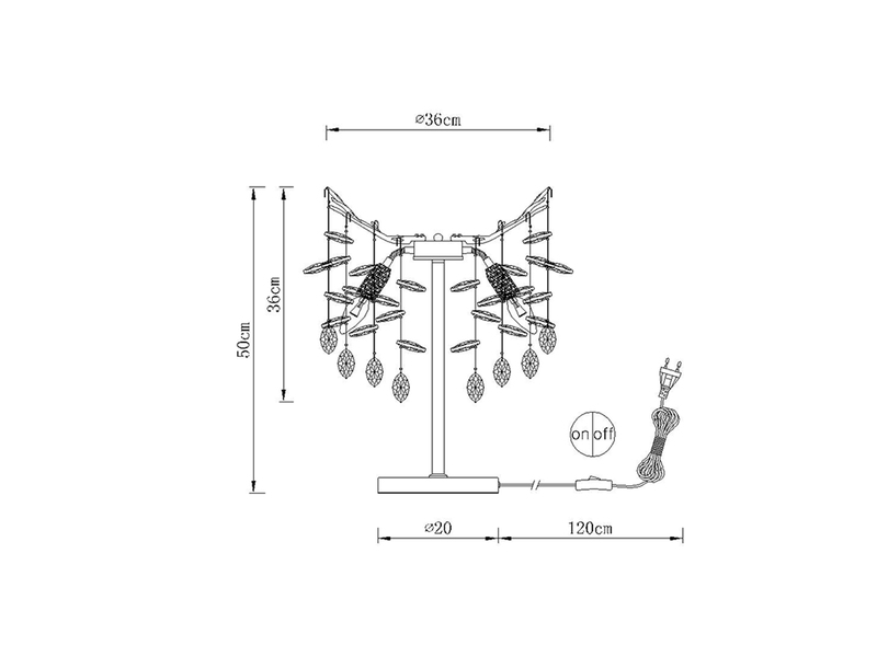 Ausgefallene LED Tischlampe Silber mit Glas Kristall 2-farbig, Höhe 50cm
