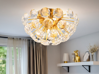 Elegante LED Deckenleuchte in Gold mit K9 Kristallen, Ø 39cm