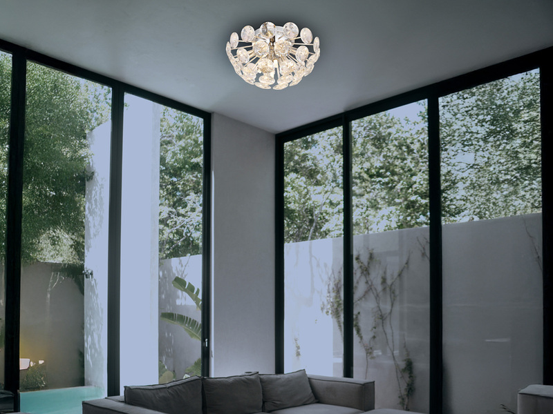 Elegante LED Deckenleuchte in Silber Chrom mit K9 Kristallen, Ø 39cm