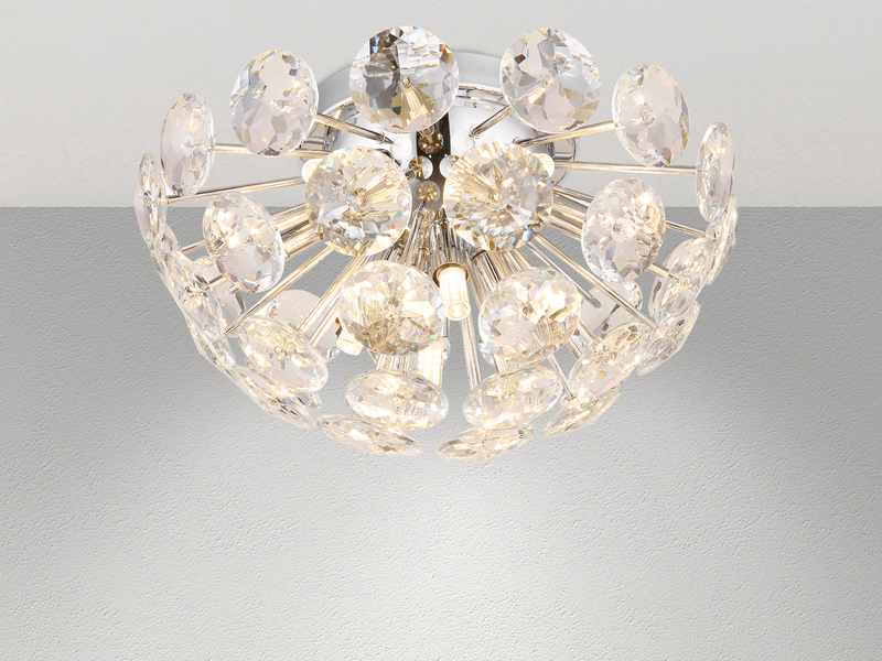 Elegante LED Deckenleuchte in Silber Chrom mit K9 Kristallen, Ø 39cm