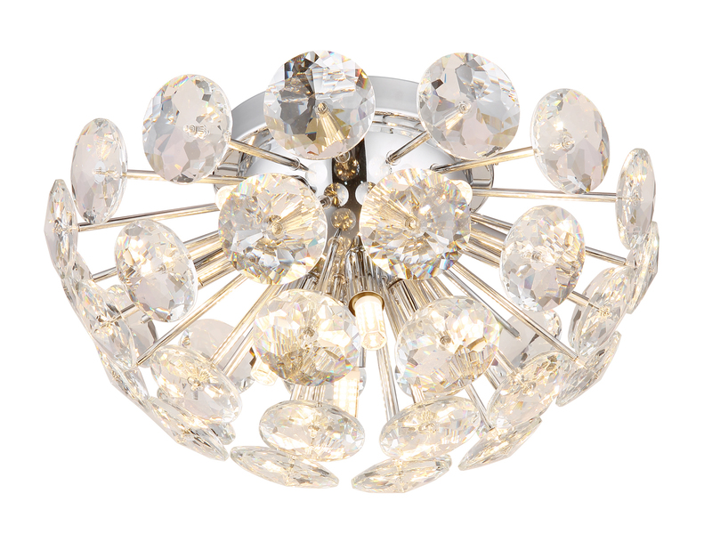 Elegante LED Deckenleuchte in Silber Chrom mit K9 Kristallen, Ø 39cm