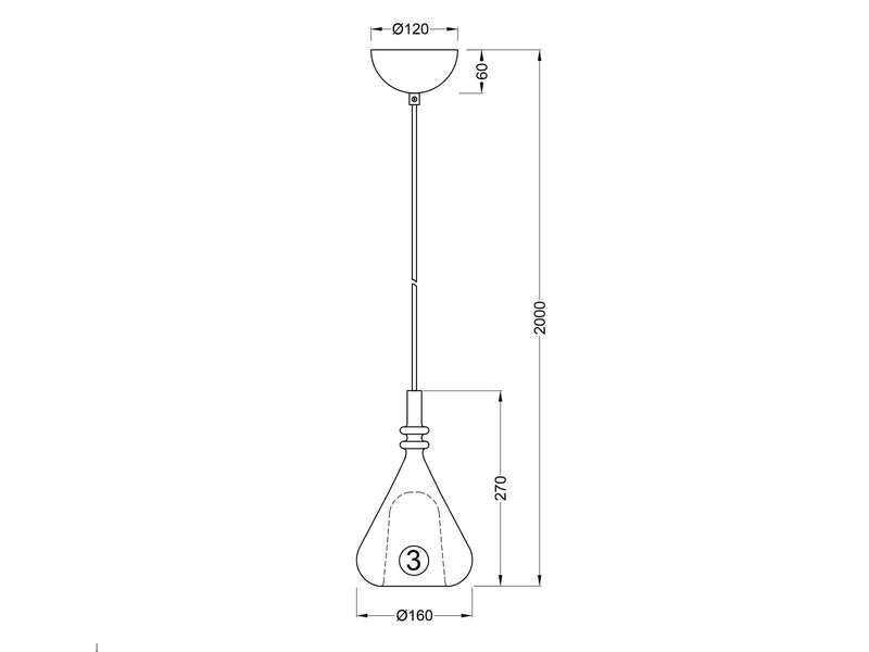 LED Pendelleuchte klein 1-flammig mit Glasschirm Bernsteinfarbig, Ø 16cm