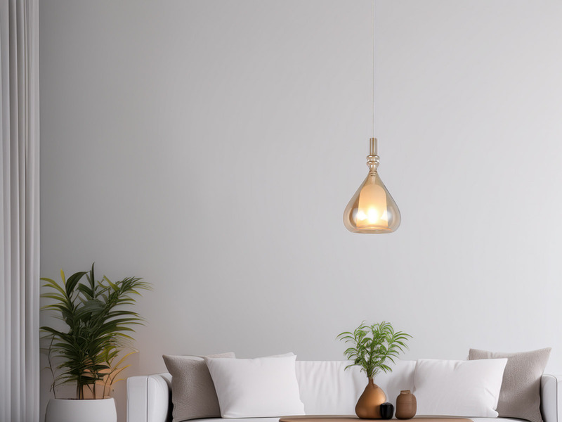 Pendelleuchte klein 1-flammig mit Glasschirm Bernsteinfarbig & E14 LED, Ø 16cm