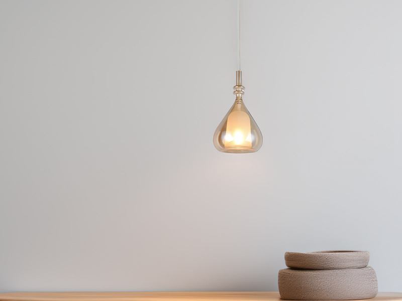Pendelleuchte klein 1-flammig mit Glasschirm Bernsteinfarbig & E14 LED, Ø 16cm