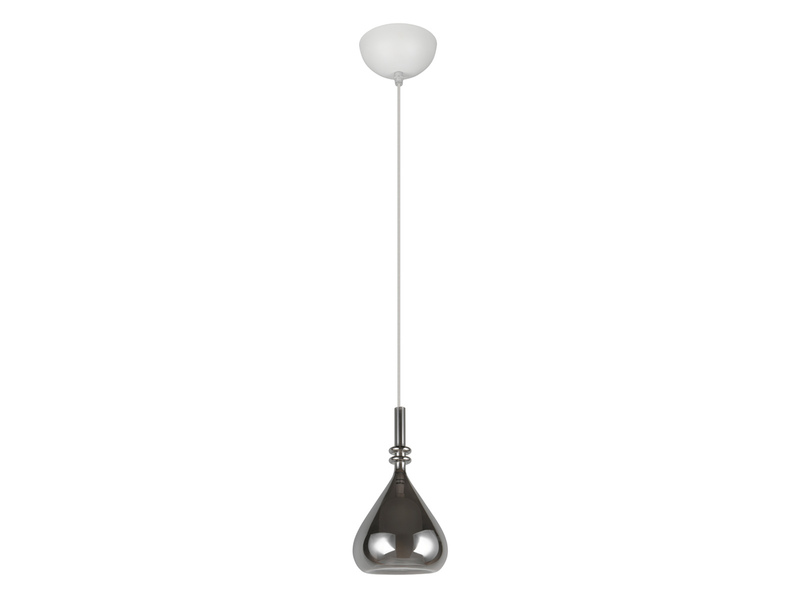 Pendelleuchte klein 1-flammig mit Rauchglas Chrom verspiegelt & E14 LED, Ø 16cm