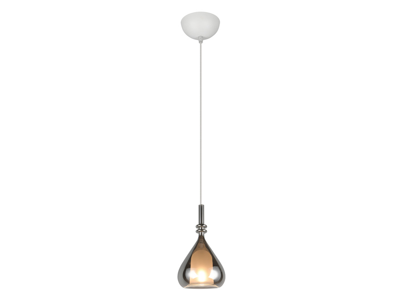 Pendelleuchte klein 1-flammig mit Rauchglas Chrom verspiegelt & E14 LED, Ø 16cm