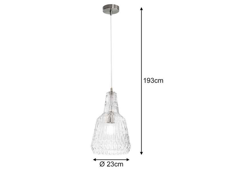 Pendelleuchte GALWAY einflammig, Kristallglas Transparent facettiert, Ø 23cm