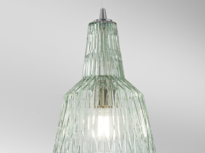 Pendelleuchte GALWAY einflammig, Kristallglas Grün facettiert, Ø 23cm