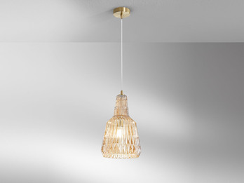 LED Hängelampe einflammig, Kristallglas Amber facettiert, Ø 23cm LED Hängelampe einflammig, Kristallglas Amber facettiert, Ø 23cm