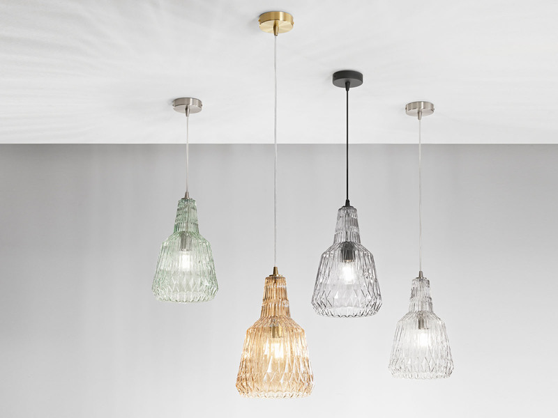 LED Hängelampe einflammig, Kristallglas Transparent facettiert, Ø 23cm