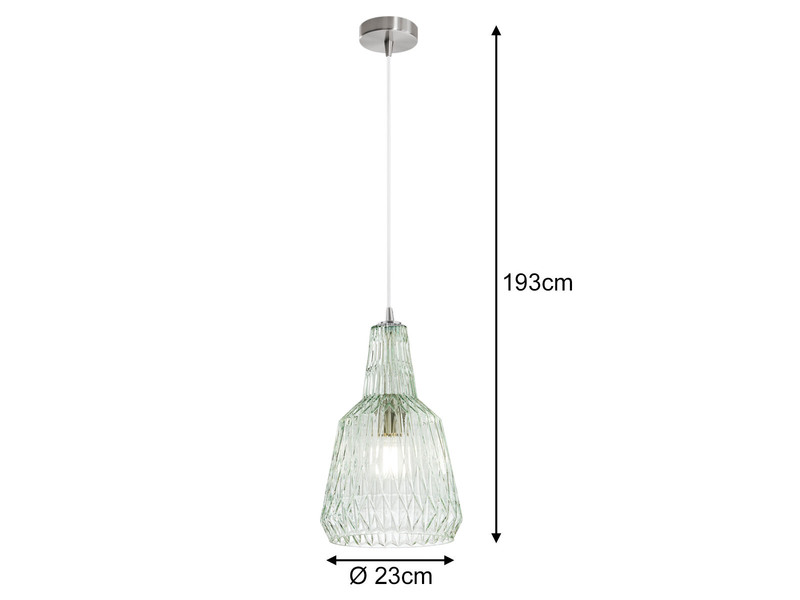 LED Hängelampe einflammig, Kristallglas Grün facettiert, Ø 23cm
