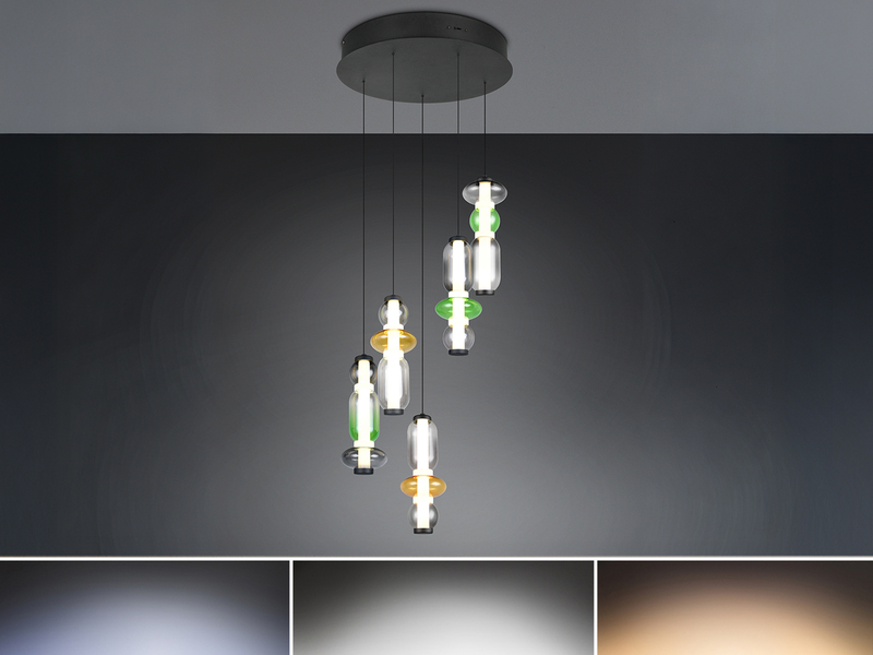 Moderne LED Pendelleuchte MINERVA 5-flammig, höhenverstellbar Ø 42cm