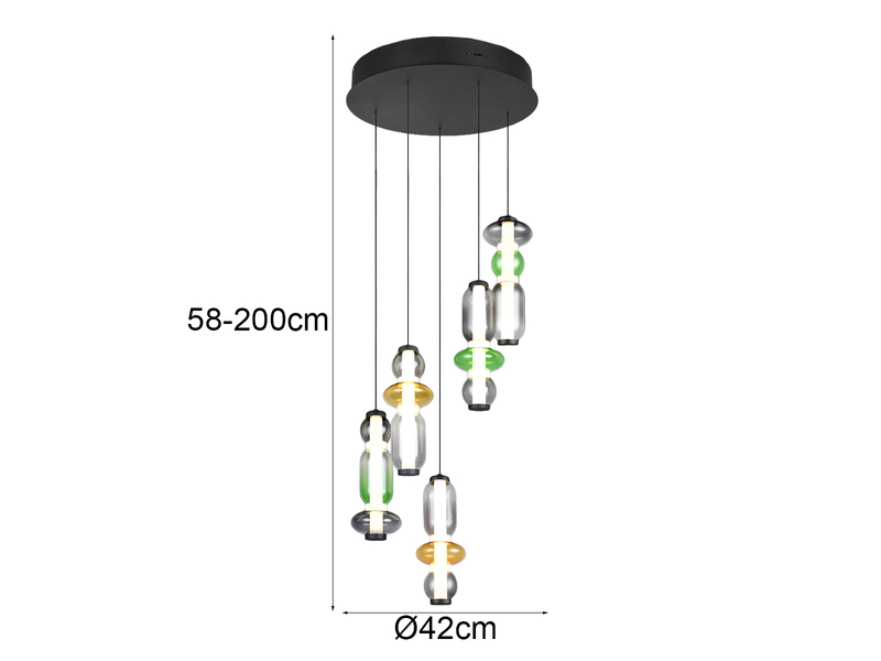 Moderne LED Pendelleuchte MINERVA 5-flammig, höhenverstellbar Ø 42cm
