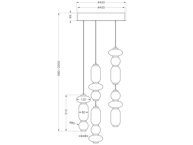Moderne LED Pendelleuchte MINERVA 5-flammig, höhenverstellbar Ø 42cm