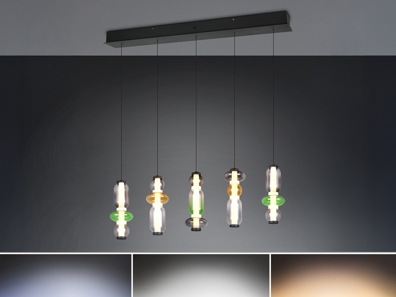 Moderne LED Pendelleuchte MINERVA 5-flammig, höhenverstellbar, Breite 100cm