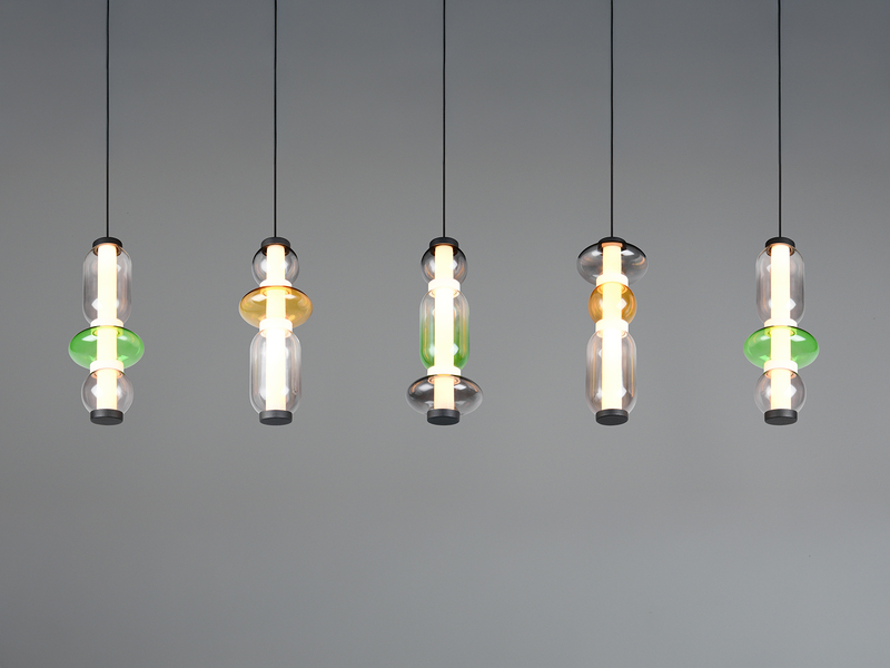 Moderne LED Pendelleuchte MINERVA 5-flammig, höhenverstellbar, Breite 100cm