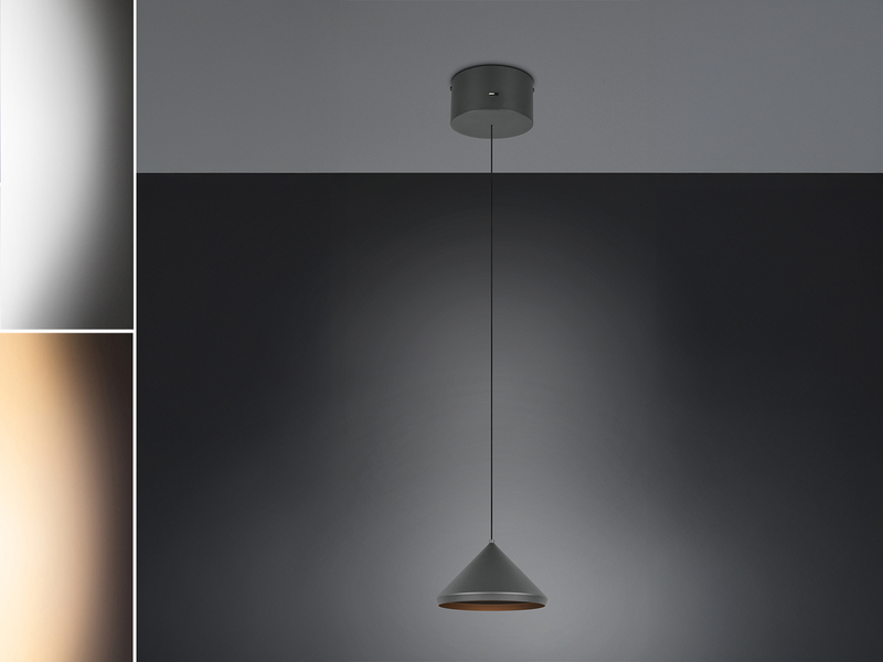 LED Pendelleuchte LAGUNA 1-flammig, höhenverstellbar, Schwarz Ø 18cm