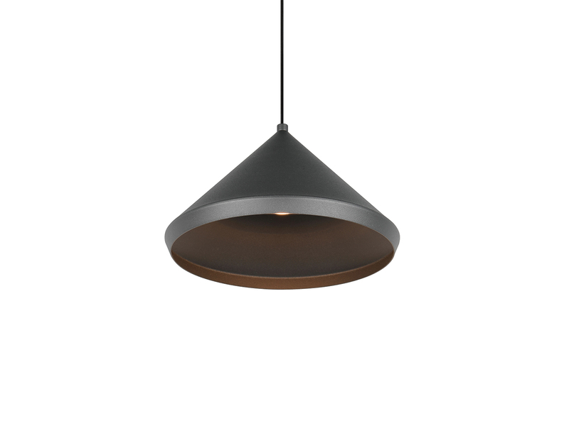 LED Pendelleuchte LAGUNA 1-flammig, höhenverstellbar, Schwarz Ø 18cm