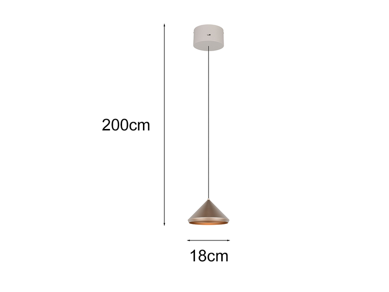 LED Pendelleuchte LAGUNA 1-flammig, höhenverstellbar, Coffee Ø 18cm