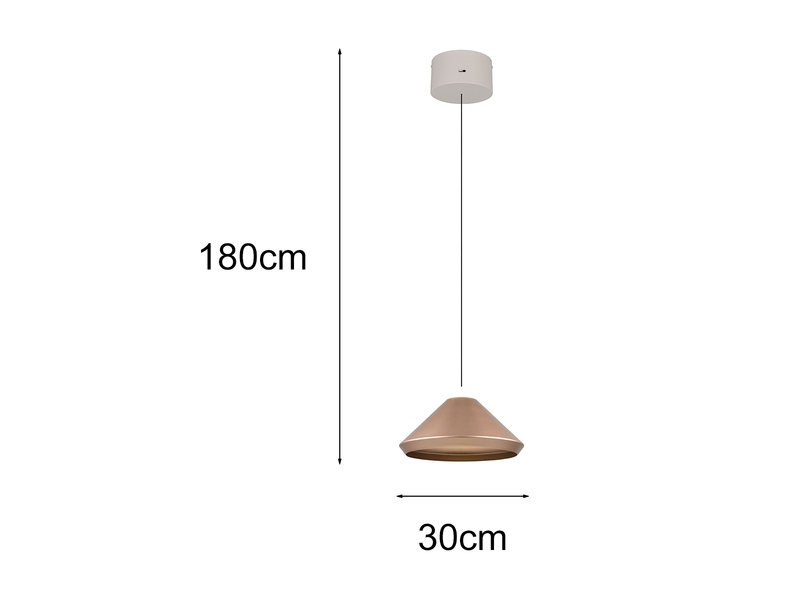 LED Pendelleuchte LAGUNA 1-flammig, höhenverstellbar, Coffee Ø 30cm