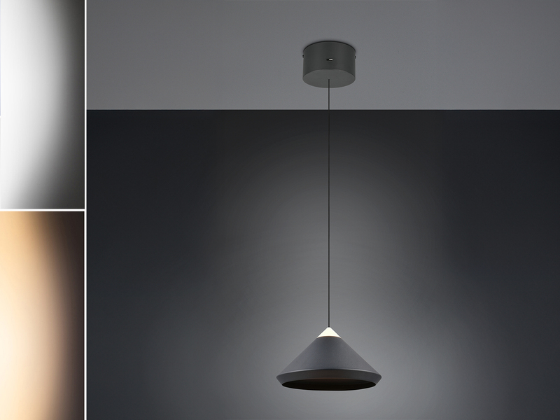 LED Pendelleuchte LAGUNA 1-flammig, höhenverstellbar, Schwarz Ø 30cm