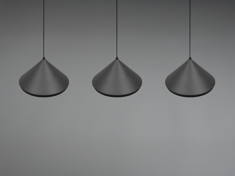 LED Pendelleuchte LAGUNA 3-flammig, höhenverstellbar, Schwarz, Breite 70cm