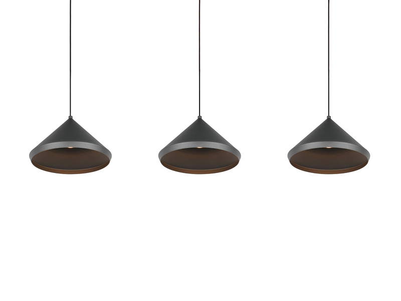 LED Pendelleuchte LAGUNA 3-flammig, höhenverstellbar, Schwarz, Breite 70cm