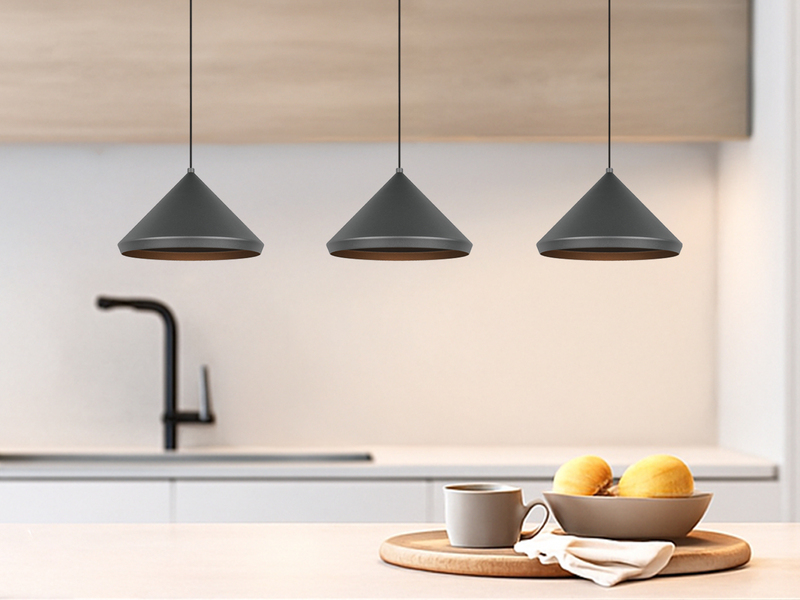 LED Pendelleuchte LAGUNA 3-flammig, höhenverstellbar, Schwarz, Breite 70cm