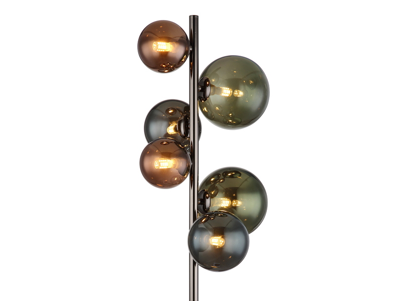 Stehleuchte RIHA Anthrazit 6-flammig mit bunten Glaskugeln, Höhe 155cm