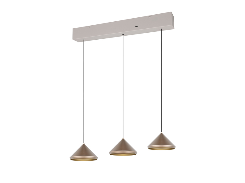 LED Pendelleuchte LAGUNA 3-flammig, höhenverstellbar, Coffee, Breite 70cm