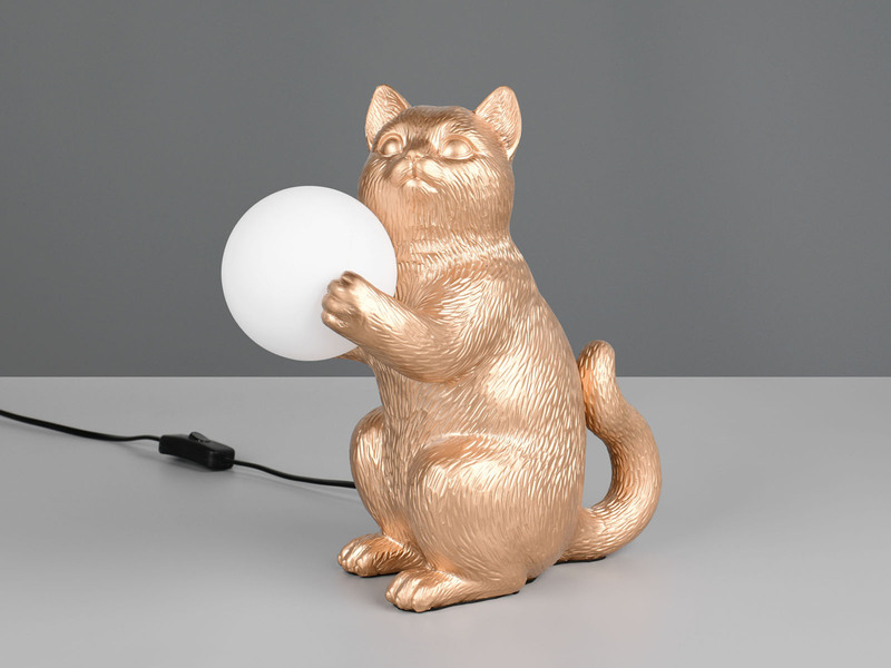 Besondere Tischleuchte GATIO Katzenlampe Gold, Höhe 30cm