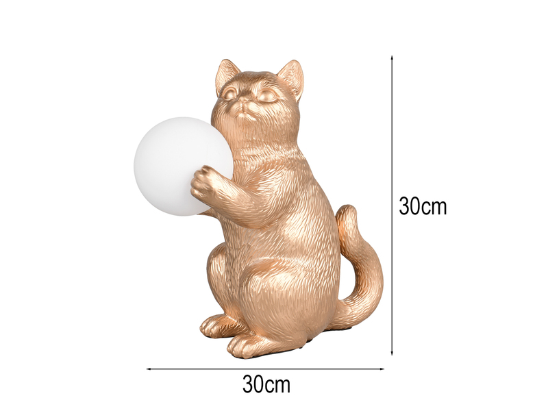 Besondere Tischleuchte GATIO Katzenlampe Gold, Höhe 30cm