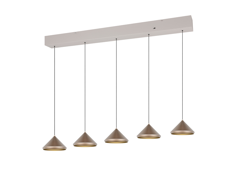 LED Pendelleuchte LAGUNA 5-flammig, höhenverstellbar, Coffee, Breite 123cm