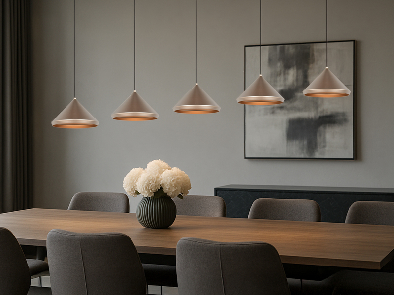 LED Pendelleuchte LAGUNA 5-flammig, höhenverstellbar, Coffee, Breite 123cm