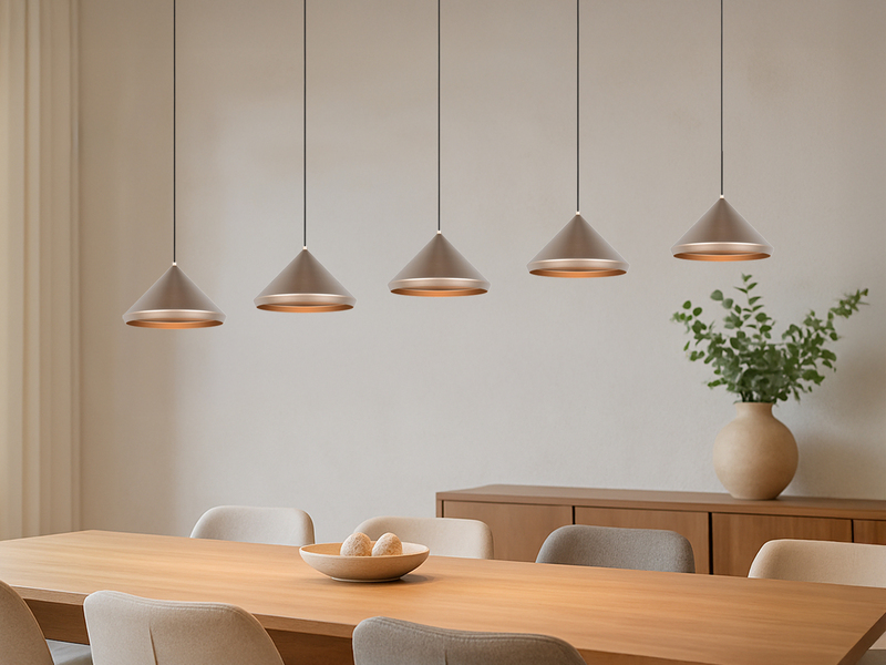 LED Pendelleuchte LAGUNA 5-flammig, höhenverstellbar, Coffee, Breite 123cm