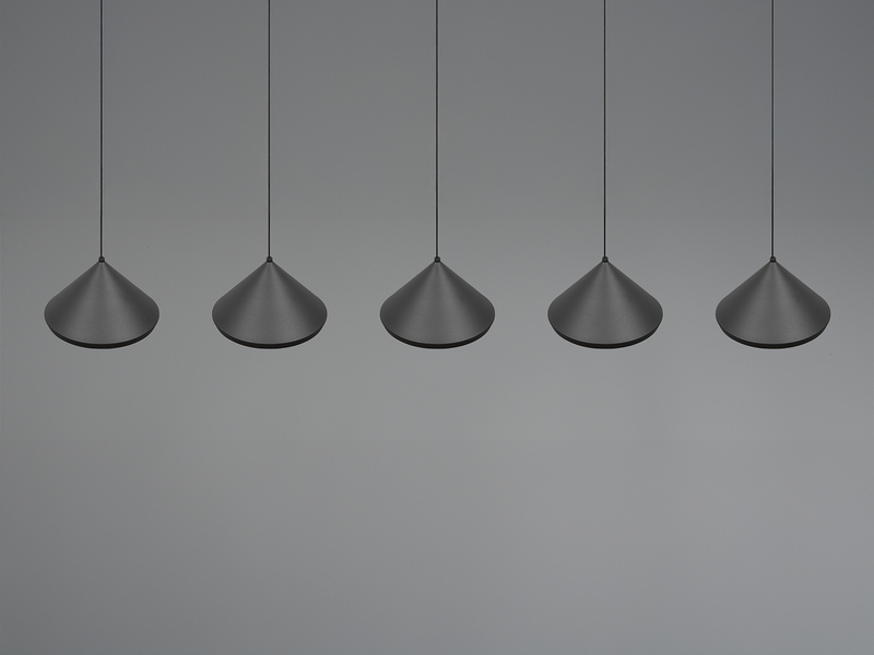 LED Pendelleuchte LAGUNA 5-flammig, höhenverstellbar, Schwarz, Breite 123cm