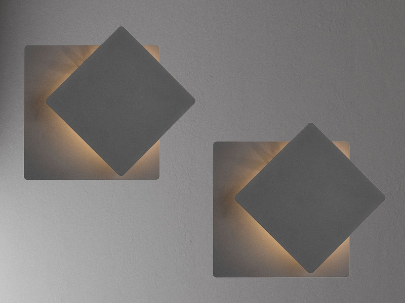 2er SET LED Wandlampen Schwarz verstellbar für indirekte Beleuchtung, Höhe 18cm