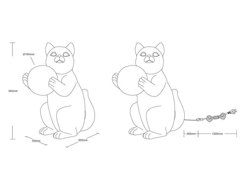 Besondere LED Tischleuchte Katzenlampe Schwarz, Höhe 30cm