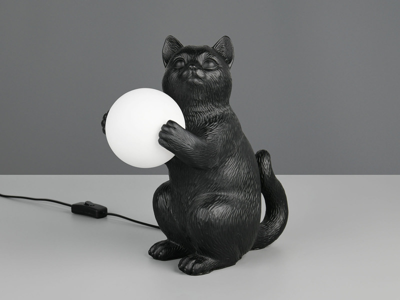 Besondere LED Tischleuchte Katzenlampe Schwarz, Höhe 30cm