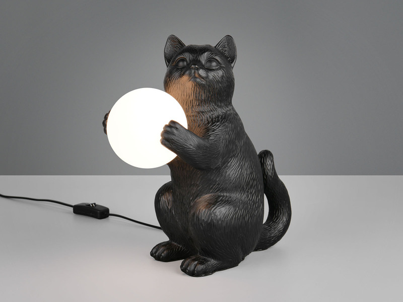Besondere LED Tischleuchte Katzenlampe Schwarz, Höhe 30cm