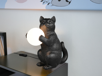 Besondere LED Tischleuchte Katzenlampe Schwarz, Höhe 30cm