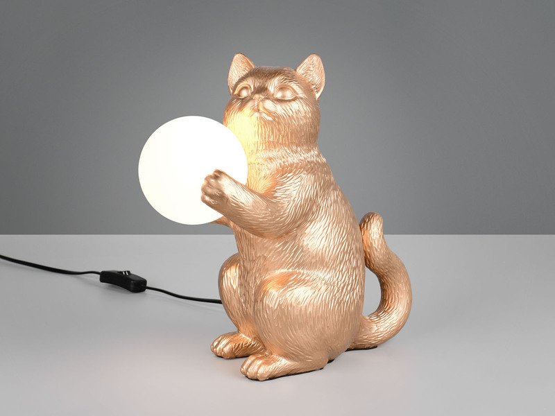 Besondere LED Tischleuchte Katzenlampe Gold, Höhe 30cm